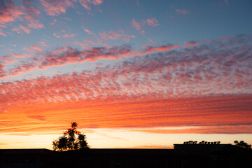 Beautiful burning clouds under the afternoon sunset