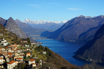 Lake Lugano Brè  Switzerland Swiss Alps 