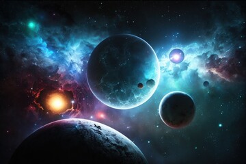 Obraz na płótnie Canvas Starfield. Cosmos of science fiction, deep space. Generative AI