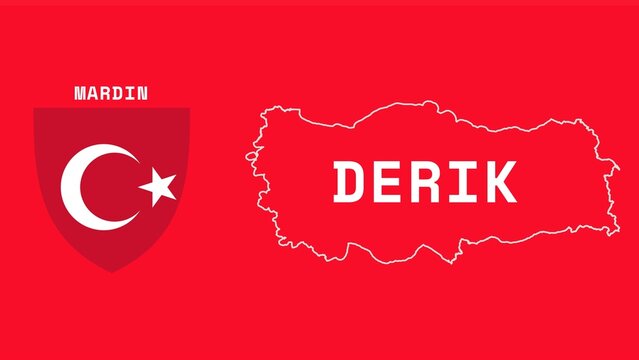 Derik: Illustration mit dem Ortsnamen der türkischen Stadt Derik in der Region Mardin
