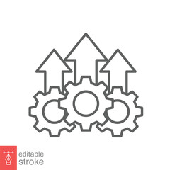 Operational excellence line icon. Simple outline style symbol. Optimize technology, innovation, production growth concept. Vector illustration isolated on white background. Editable Stroke EPS 10.