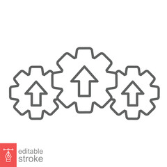 Operational excellence line icon. Simple outline style symbol. Optimize technology, innovation, production growth concept. Vector illustration isolated on white background. Editable Stroke EPS 10.