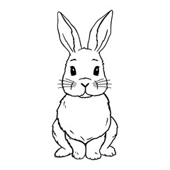 Cute Rabbit Line Art. Easter Bunny sketch vector illustration. Coloring pages for children. Good for posters, t shirts, postcards. Coloring pages for children.