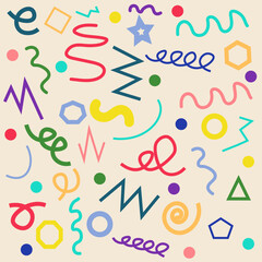 Abstract line geometric doodle shape collection. Creative background set for kids.