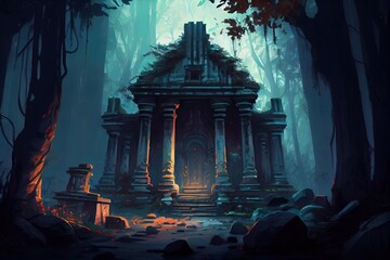 Ruins of a battered temple - Fantasy landscape