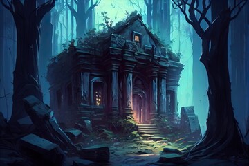 Ruins of a battered temple - Fantasy landscape