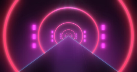 Abstract glowing neon retro tunnel round bright shiny multicolored beautiful. Abstract background