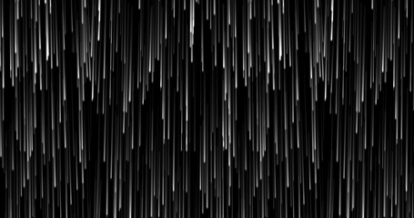 Abstract white lines energy magical glowing rain falling on an abstract black background