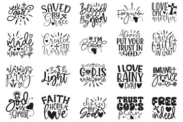 Boho Style Religious Biblical Christian Jesus Quotes T-shirt And SVG Design Bundle. Motivational Inspirational SVG Quotes T shirt Design Bundle, Vector EPS Editable Files