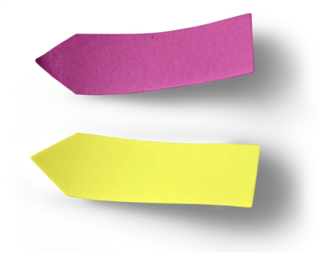 yellow and pink sticky note arrow