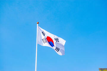 Flag of South Korea fluttering in the wind