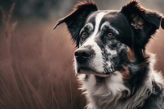 A collie dog image photo with empty space for banner, web background or prints generative ai