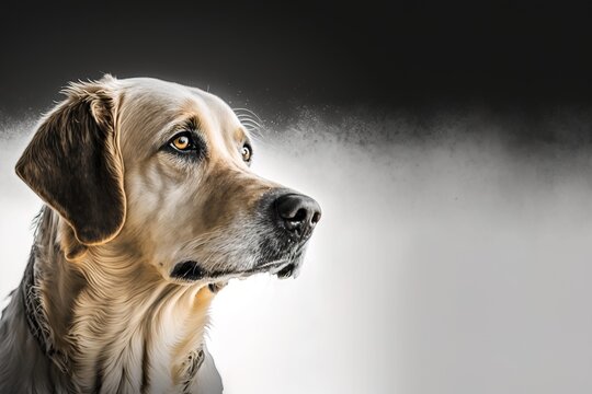 A olden retriever  dog dog image photo with empty space for banner, web background or prints generative ai