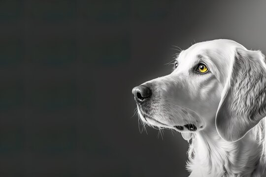 A golden retriever dog dog image photo with empty space for banner, web background or prints generative ai