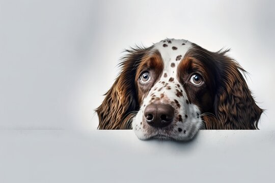 A spaniel dog dog image photo with empty space for banner, web background or prints generative ai
