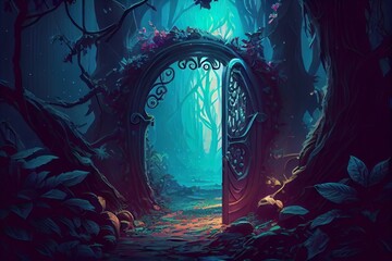 Magical Fairytale Portal in a fantasy mystical forest