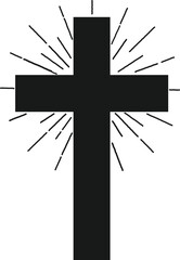 Cross christian symbol with sunburst, ZIP file contains EPS, JPEG and PNG formats.