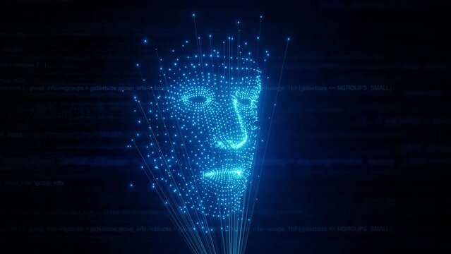 Artificial Intelligence Digital face, spin face motion,4K resolution
