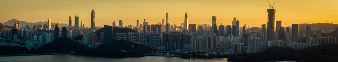 Fototapeta premium Aerial panorama view of landscape in shenzhen city, China
