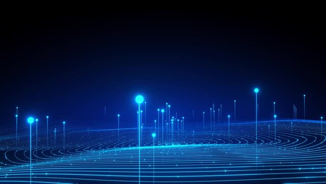 Big Data wave futuristic background, 4k resolution, looped, spin camera