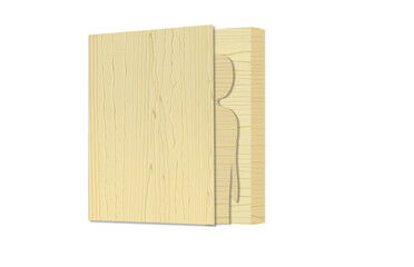 wooden box with image human for icon isolated on white background. 3d illustration. Vector Eps 10.