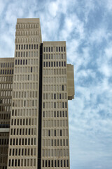 Vertical shot of brutalist skyscraper