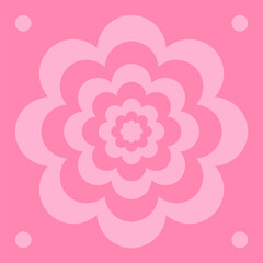 Modern Floral Background of Pink Color for Ads and Social Media Posts, Square Composition. Design Template With Flower Shape Placed in Center.