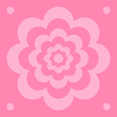 Modern Floral Background of Pink Color for Ads and Social Media Posts, Square Composition. Design Template With Flower Shape Placed in Center.