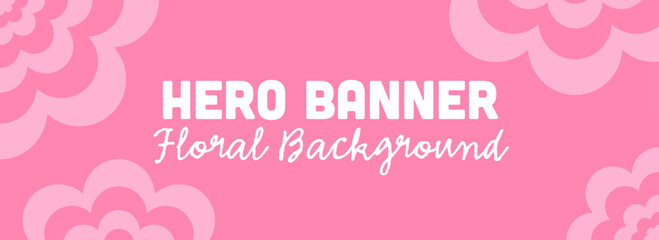 Pink Floral Background, Hero Image Template, Wide Flower Banner for Websites And Print Design With Copy Space. Magenta shade
