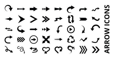 Fototapeta na wymiar arrow icon vector set with black and white color
