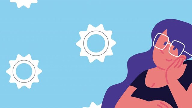 Business Woman With Gears Animation