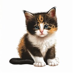 kitten on white on a light background Generative AI