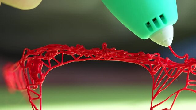 3d pen macro. Drawing with 3d pen. Kids education with using modern technologies. 