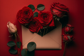 roses and a letter valentine's day