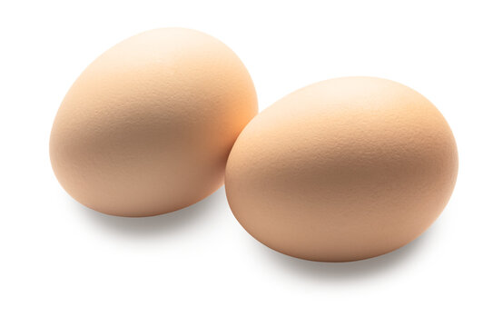 chicken eggs isolated on white. the entire image in sharpness.