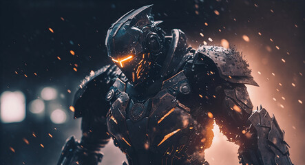 3D Rendered Futuristic Cyberpunk Robot Jaeger Samurai 2