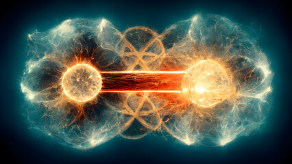 A Quantum Nuclear Fusion Entanglement Science Lab Illustration, AI Generative - obrazy, fototapety, plakaty