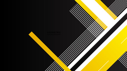 Tech black background with contrast yellow stripes. Vector graphic design illustration with copy space.