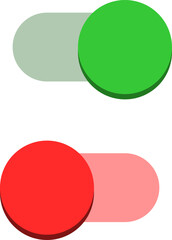 On Off Green Switch Button Toggle Slider Icon Set. Vector Image.