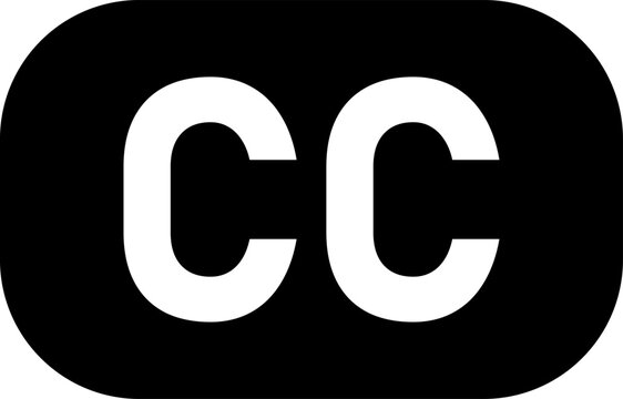 Closed Captioning or CC Sign Subtitles Symbol Solid Black Icon. Vector Image.	