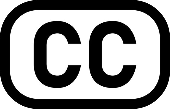 Closed Captioning or CC Sign Subtitles Symbol Black Line Art Icon. Vector Image.	