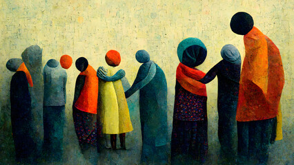 A Beautiful Social Inclusion, Equality, Community Integration and Cooperation Illustration, AI Generative