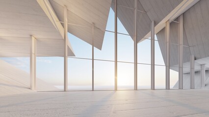 Architecture background geometric arched interior 3d render