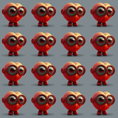 Fototapeta premium Cute red heart pattern. Blue background. Generative Ai
