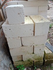 pile of concrete block. reconstruction stone.