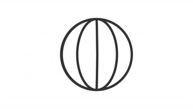 Animated longitude linear icon. Specifies east and west. Cartography. Earth navigation. Seamless loop HD video with alpha channel on transparent background. Outline motion graphic animation