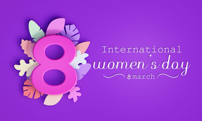 International Women's Day is celebrated  on the 8th of March annually around the world. It is a focal point in the movement for women's rights. 3D Rendering