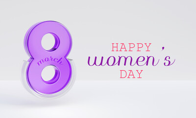 International Women's Day is celebrated  on the 8th of March annually around the world. It is a focal point in the movement for women's rights. 3D Rendering