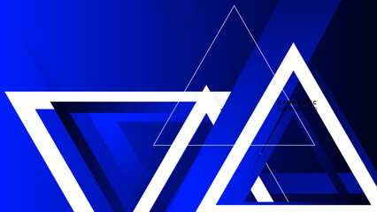 Triangular blue geometrical abstract background. Blue geometric triangle background in gradient style.