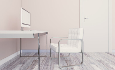 Open space office interior with like conference room. Mockup. 3D rendering.  Open space office interior with like conference room. Mockup. 3D rendering.